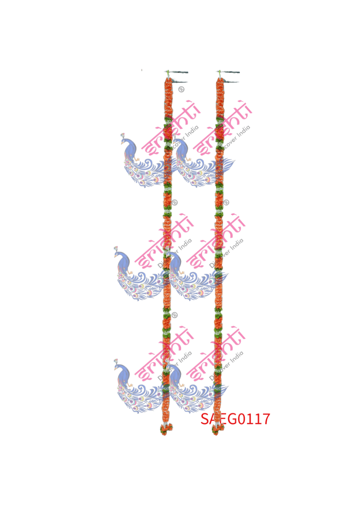 Door Garland Pair (Orange with White and Green)-84 Inches