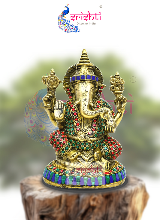 Brass Ganesha with stone