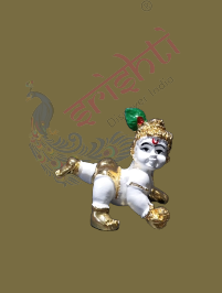 Crawling Krishna White with Gold Metal Color Plated-2.5 Inches