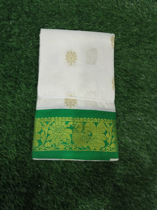 Kacheepuram Semi Silk white Saree