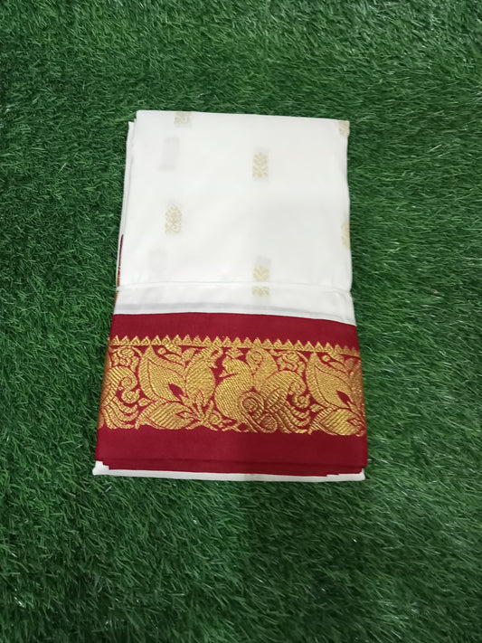 Kacheepuram Semi Silk white Saree