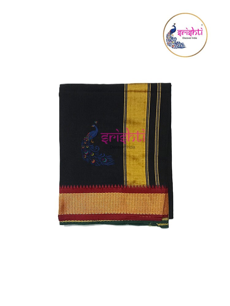 Ayyappa Black Premium Cotton Dhoti 4 Yards