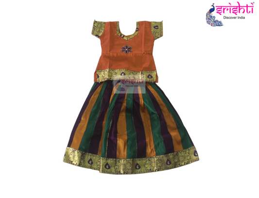 Kids Silk Skirt with Top - Pattu Pavadai (04-06 Yrs)