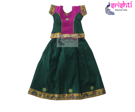 Kids Silk Skirt with Top - Pattu Pavadai (08-10 Yrs)