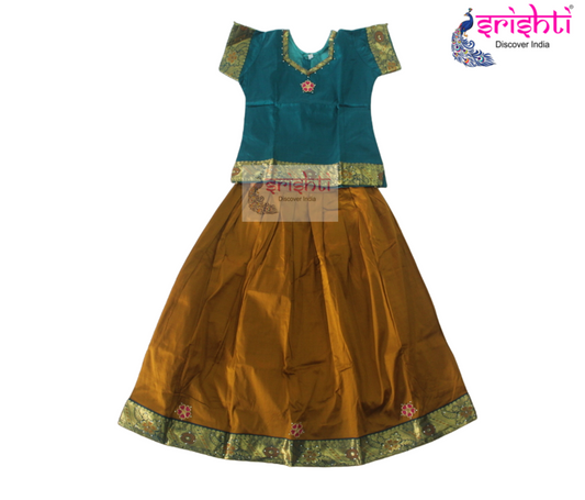 Kids Silk Skirt with Top - Pattu Pavadai (08-10 Yrs)