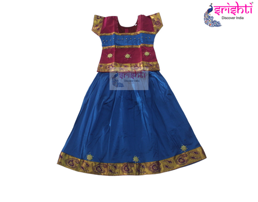 Kids Silk Skirt with Top - Pattu Pavadai (08-10 Yrs)