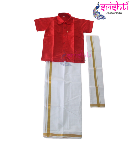 Kids Dhoti Shirt and angavastram(4-6 Yrs)
