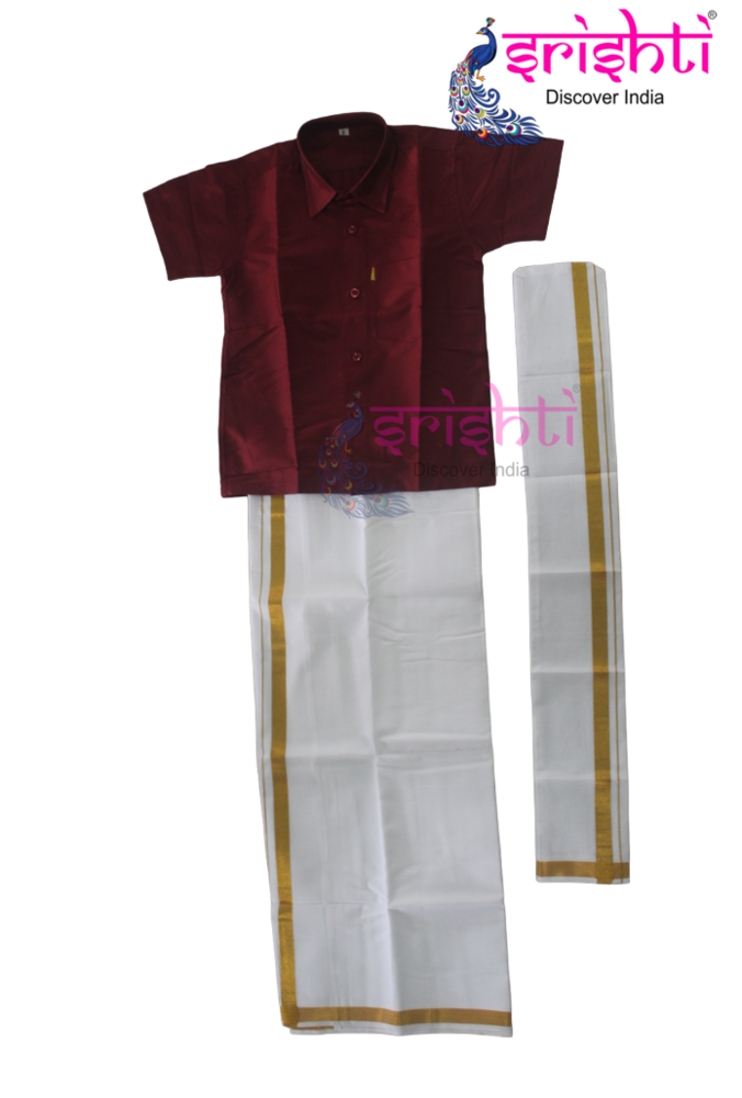 Kids Dhoti Shirt and angavastram(6-8 Yrs)