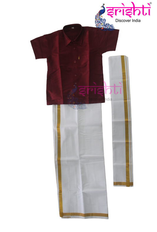 Kids Dhoti Shirt and angavastram(6-8 Yrs)