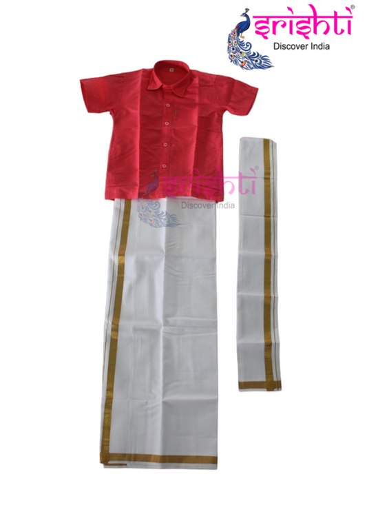 Kids Dhoti Shirt and angavastram (6-8 Yrs)