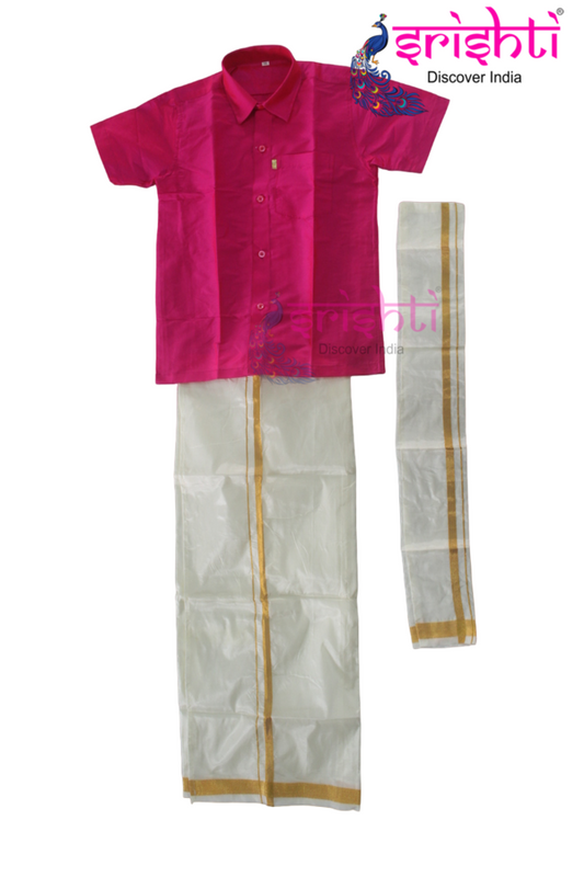 Kids Dhoti Shirt and angavastram(8-10 Yrs)