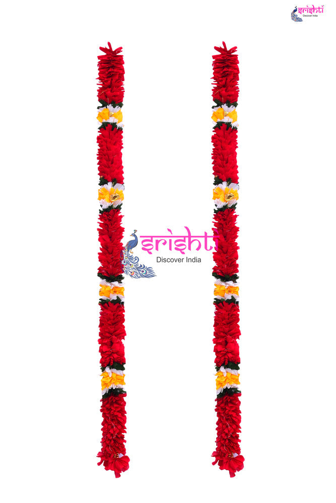 Artificial Door Garland Pair-Red Orange Green