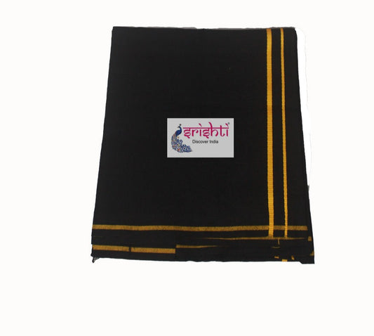 Srishti Premium Cotton Ayyappa Black Dhoti 4 Yards-M03