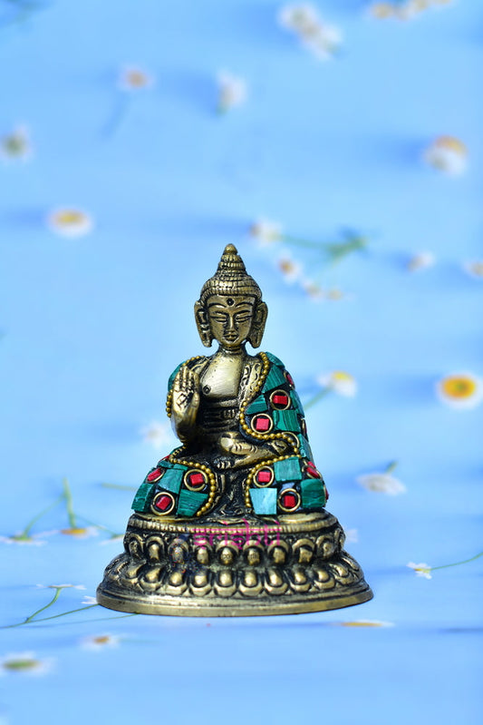 Brass Stone Work Buddha-M04
