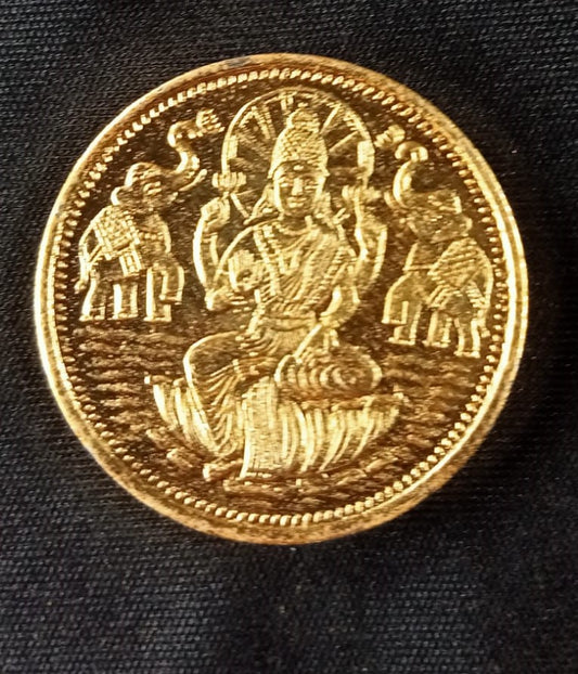Copper Gaja lakshmi  gold coated coin-6 Grams  (Lakshmi Pooja)
