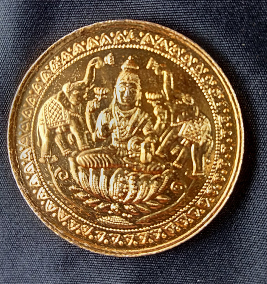 Copper Gaja lakshmi Gold coated coin-12 Grams