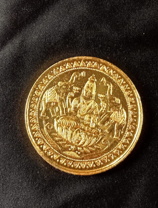 Copper Gajalakshmi gold coated coin-20 Grams