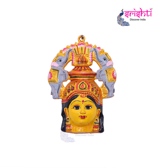 Varalakshmi Amman Yellow Face with Elephant Crown-9 Inches