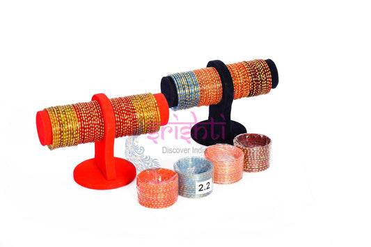 Assorted Glass Colour Bangles Set-1 Dozen-M042.6 S
