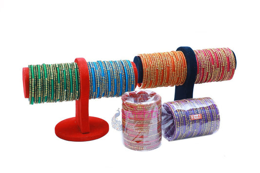 Assorted Glass Colour Bangles Set-2 Dozen-M04-2.6 S