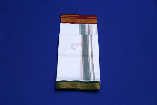 Srishti Premium White Mylkan Cotton Dhoti/Veshti/Veshti-4 Yards