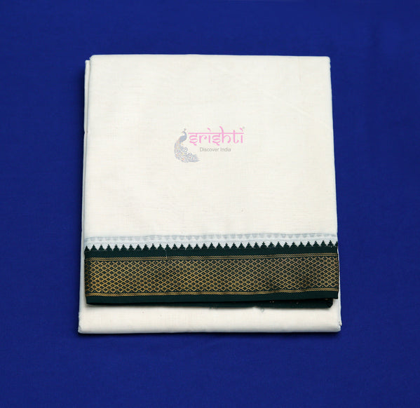 Srishti Premium White Mylkan Cotton Dhoti/Veshti/Pancha-10x6 Yards