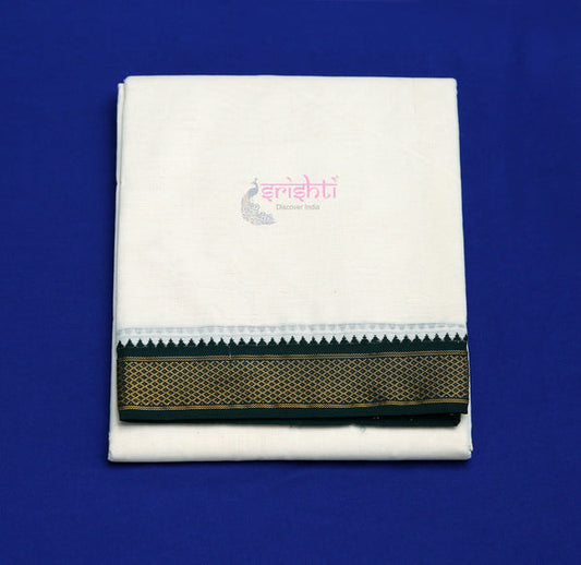 Srishti Premium White Mylkan Cotton Dhoti/Veshti/Pancha-10x6 Yards