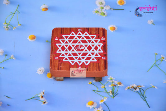 Wooden Plank Designed with Sri Iswariyam Yantra-4 Inches-M03