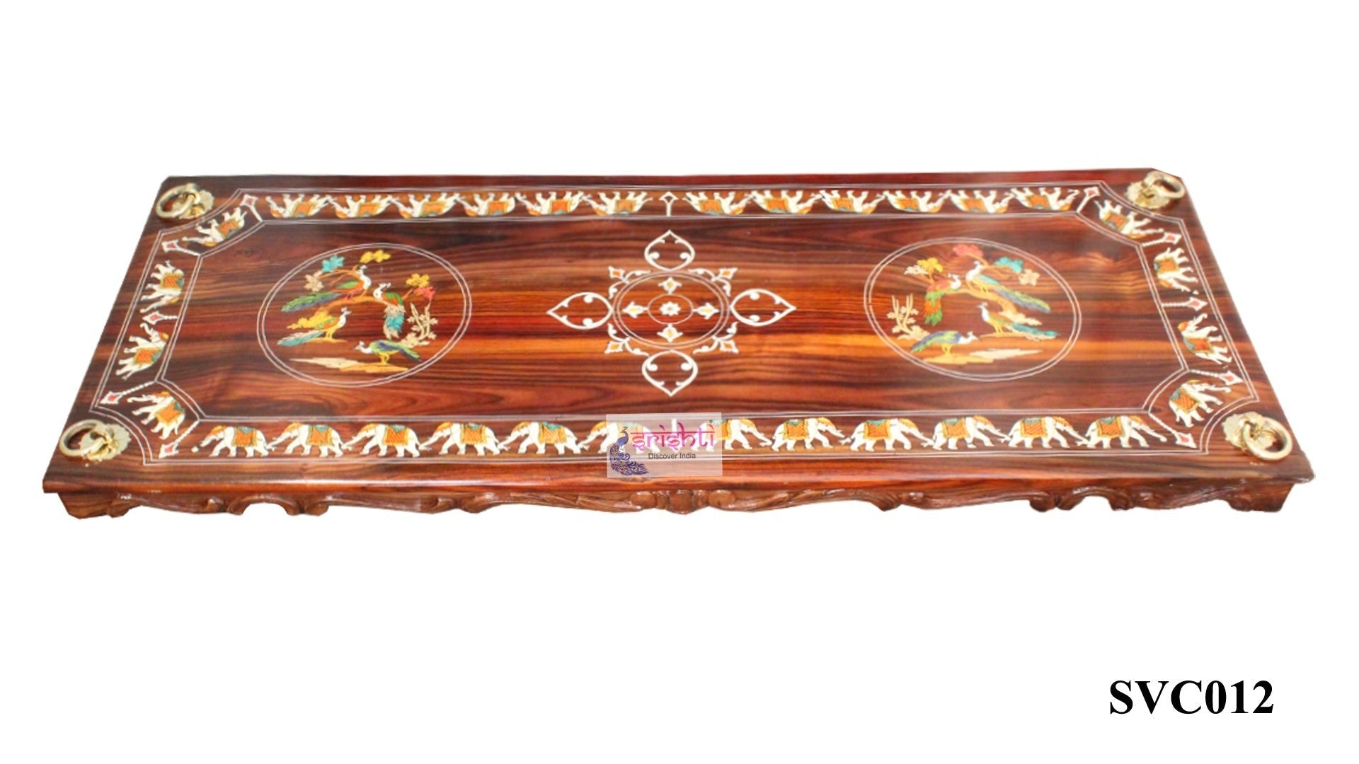 Wooden Jula Plank Peacock Design Embossed-M07