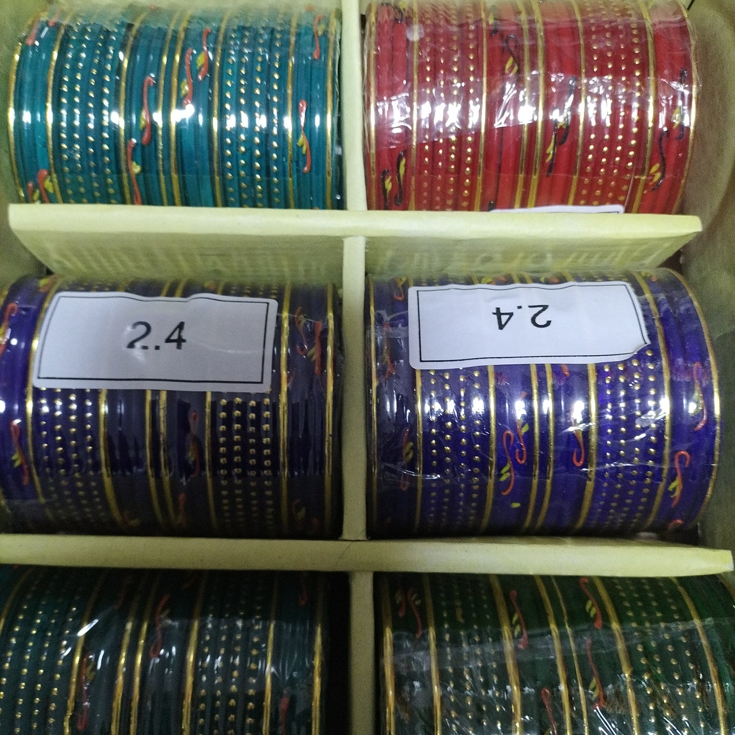 Assorted  Glass Colour  Bangles Set-2 Dozen-M03-2.4 S