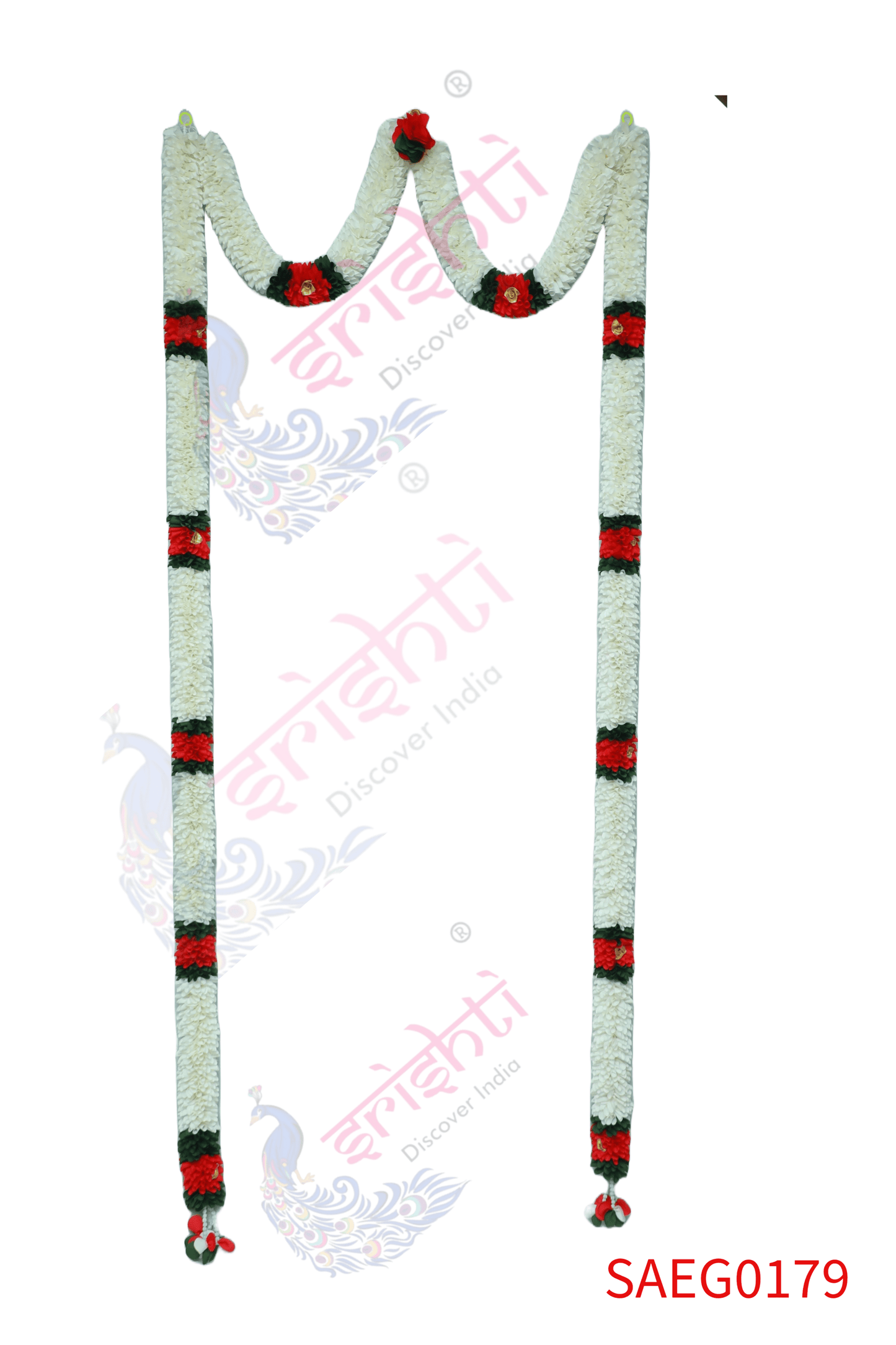 Artificial Entry Door Garland (White with Maroon and Green)-76 Inches