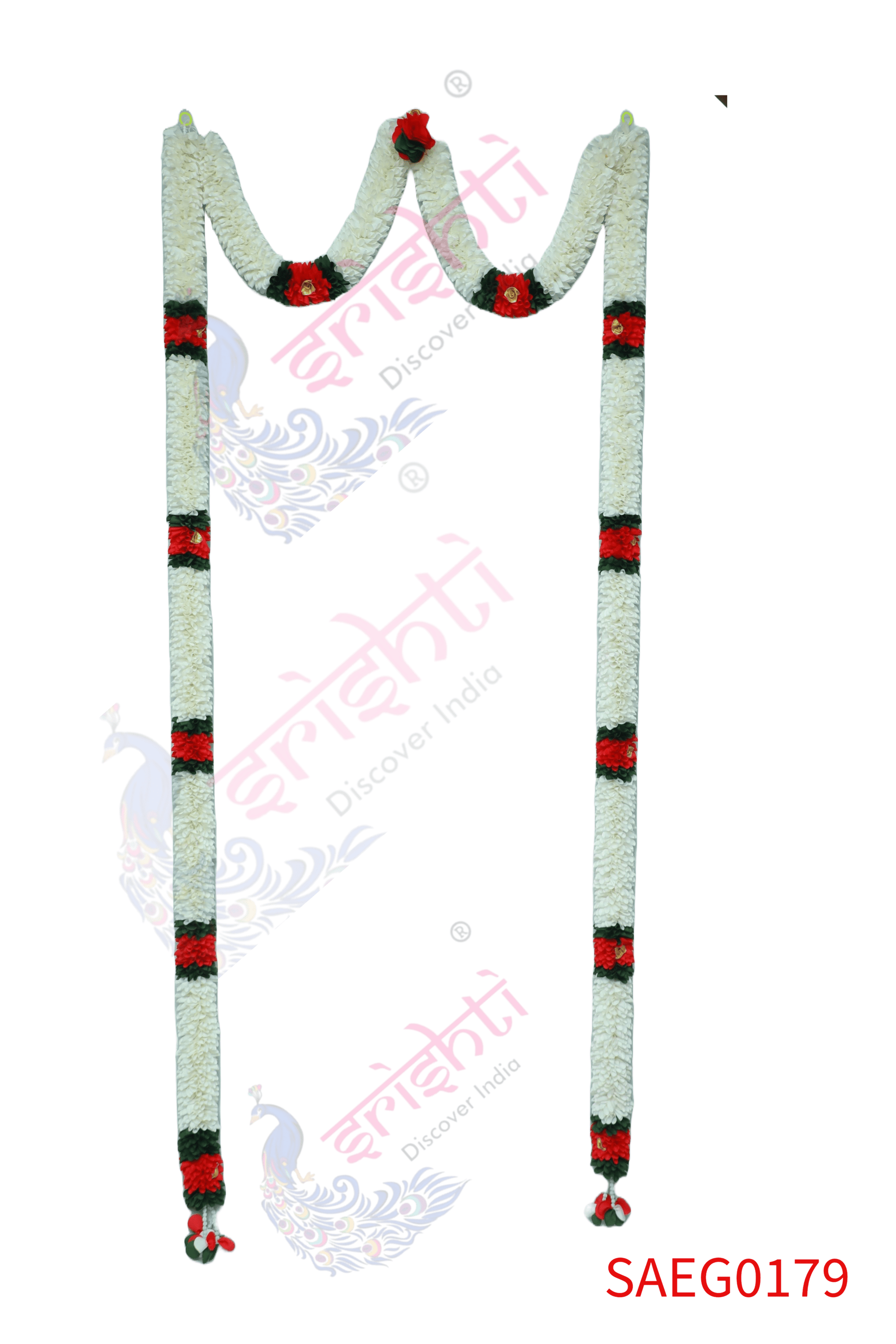 Artificial Entry Door Garland (White with Maroon and Green)-76 Inches