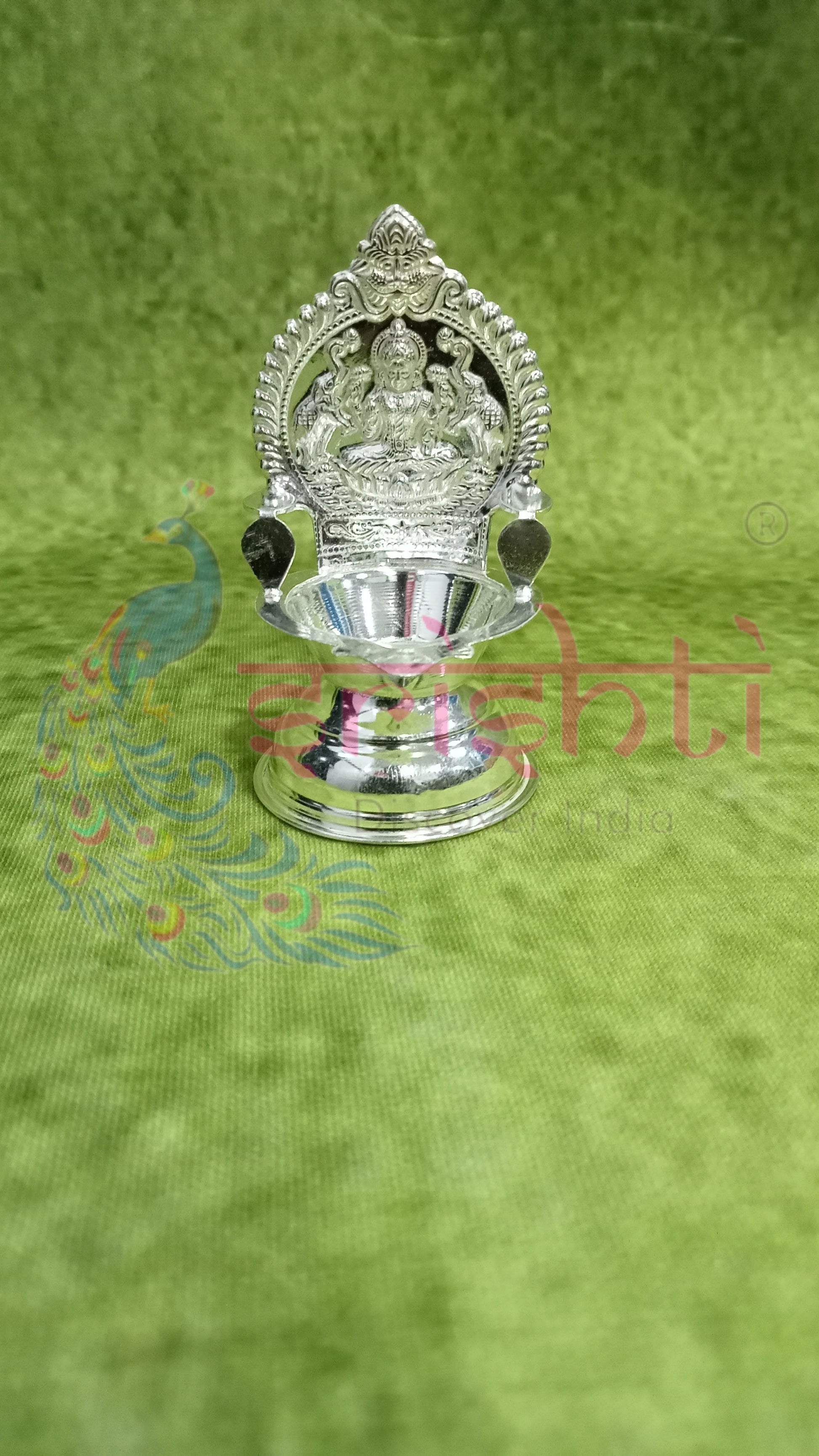 Pure Silver Kamakshi Diya Gajalakshmi Embossed-11 Grams