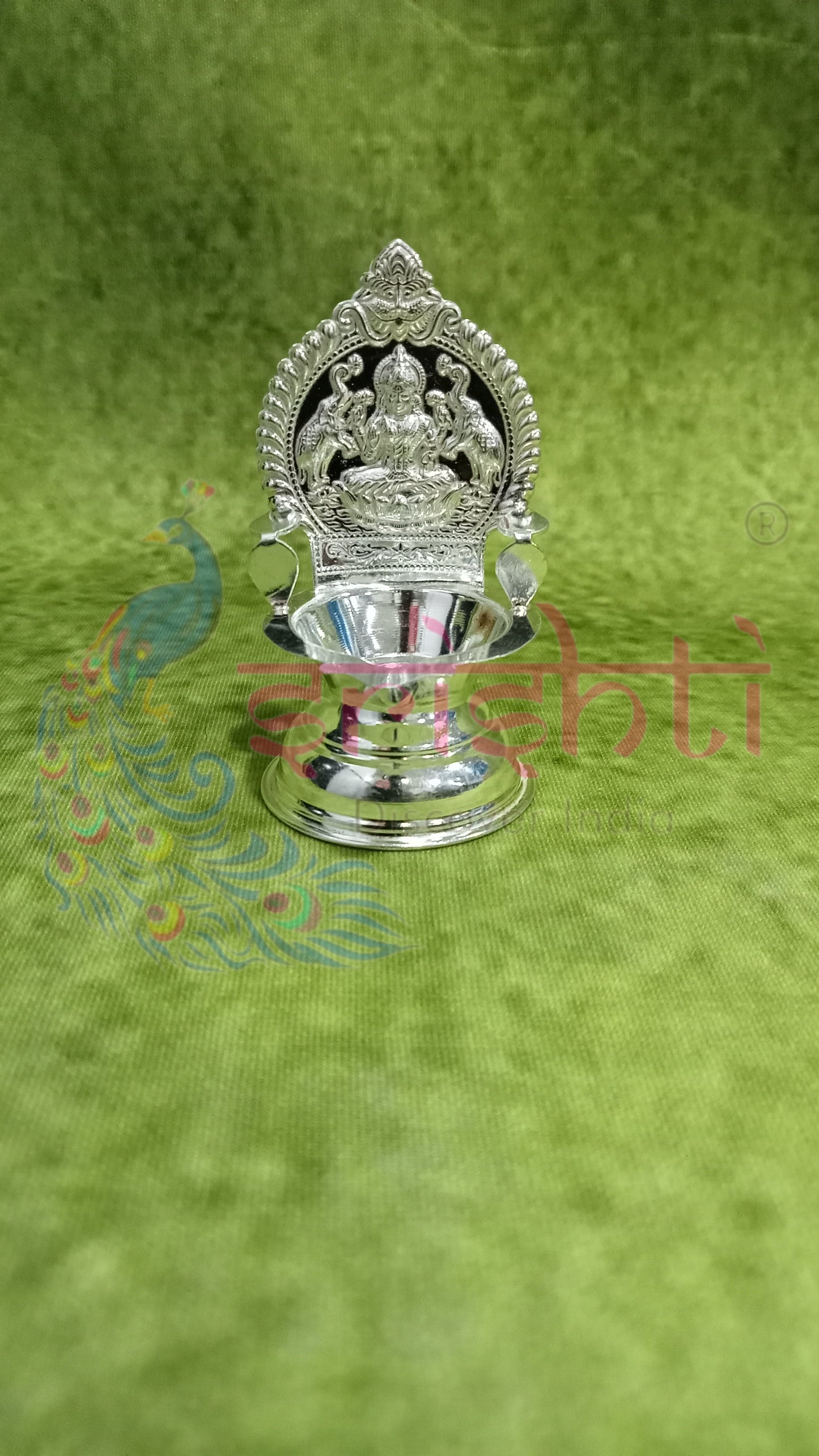 Pure Silver Kamakshi Diya Gajalakshmi Embossed-12 Grams