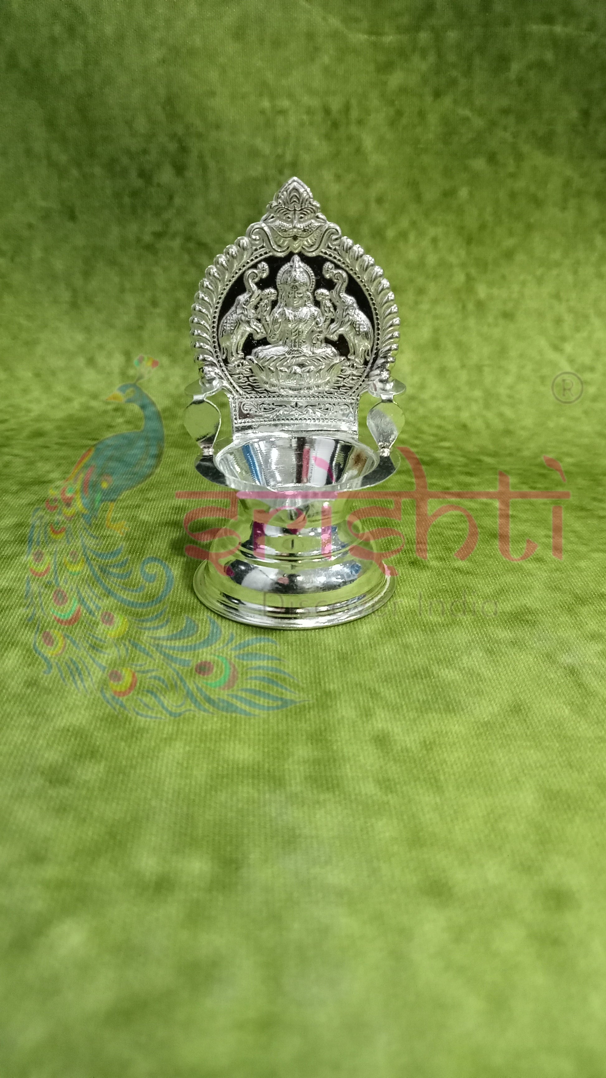 Pure Silver Kamakshi Diya Gajalakshmi Embossed-12 Grams