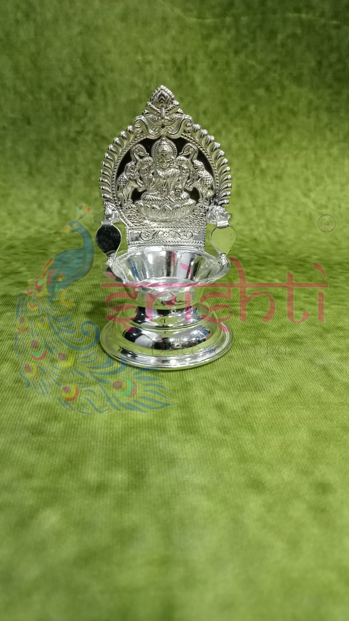 Pure Silver Kamakshi Diya Gajalakshmi Embossed-16 Grams