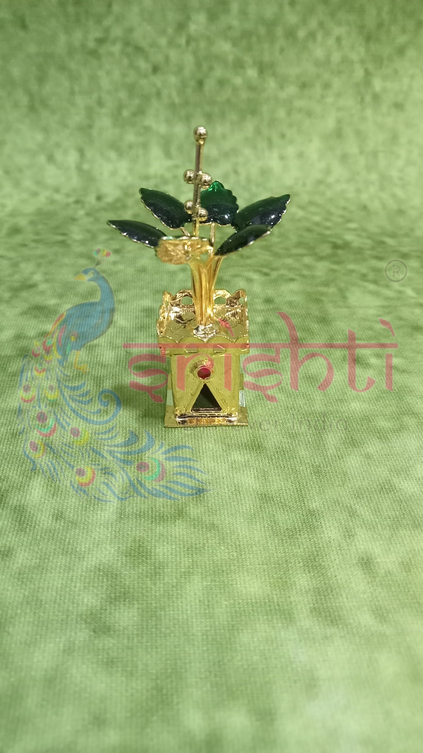 Pure Silver Tulsi Stand Gold Plated-11 Grams