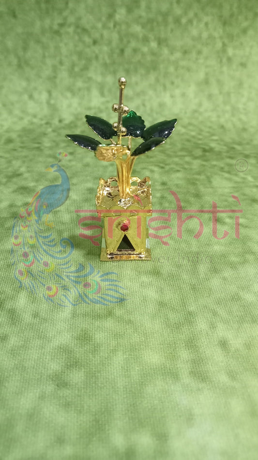 Pure Silver Tulsi Stand Gold Plated-11 Grams