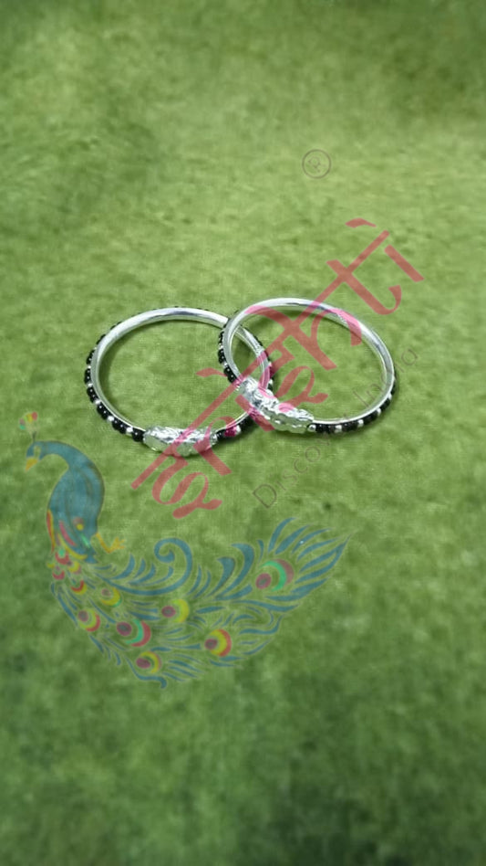 Pure Silver Baby Bangles with Black Beeds Pair-10 Grams | Buy Online Australia | Srishti Australia
