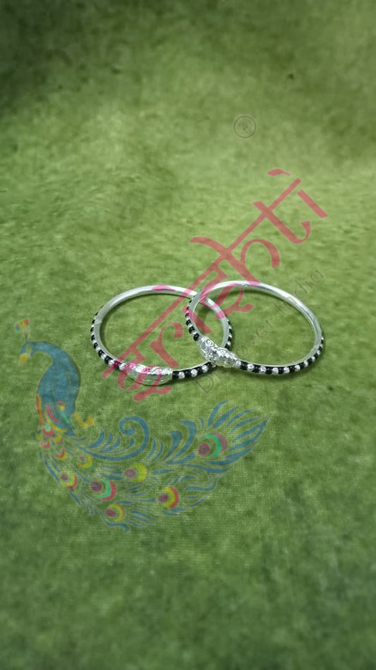 Pure Silver Baby Bangles with Black Beeds Pair-9 Grams | Buy Online Australia | Srishti Australia