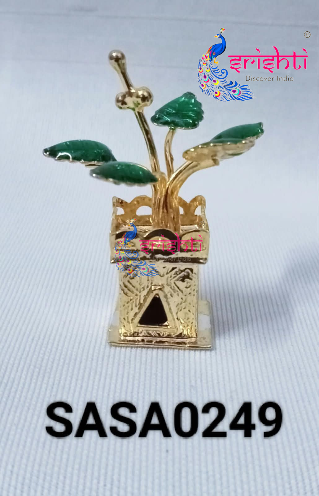 Pure Silver Tulsi Stand Gold Plated-6 Grams