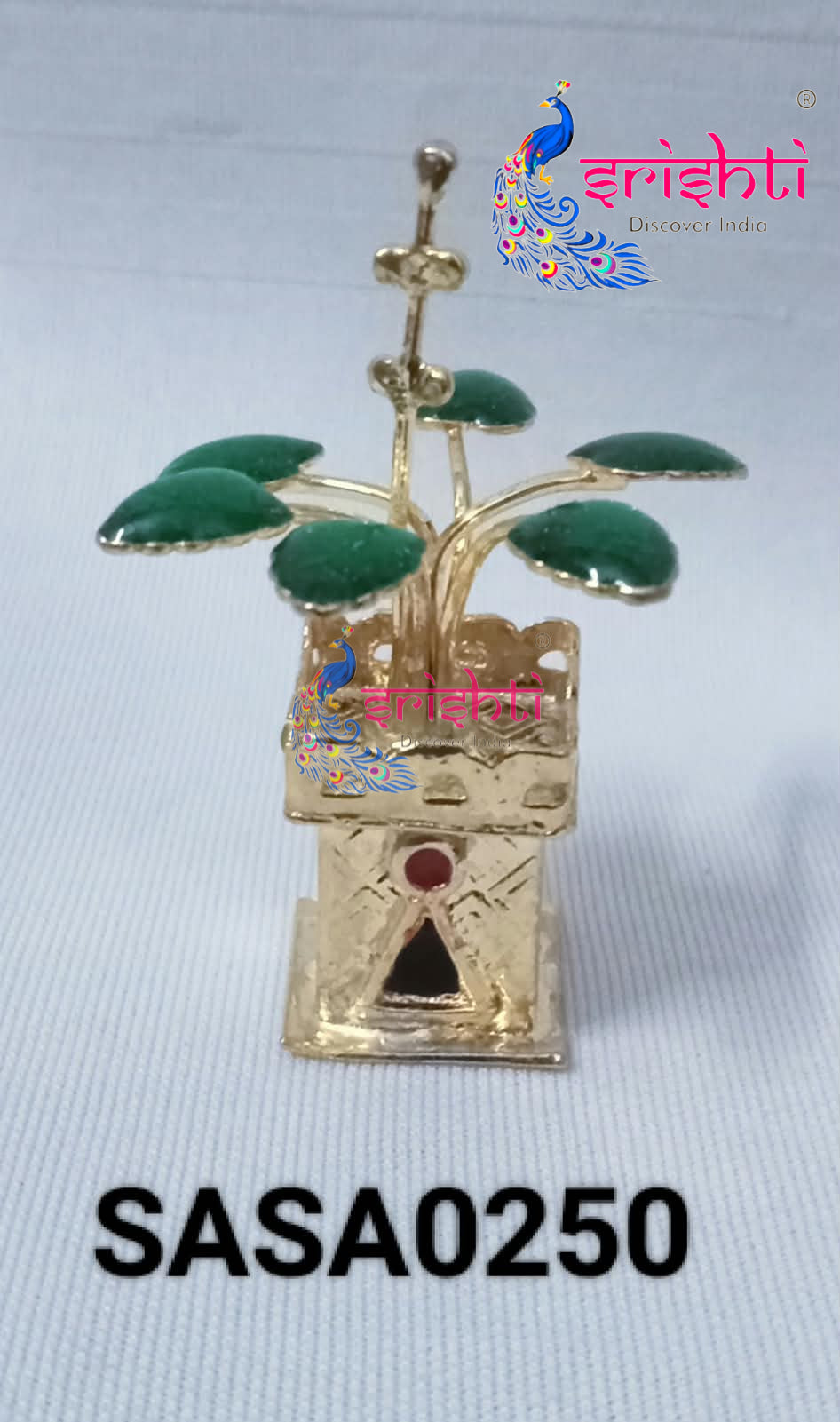 Pure Silver Tulsi Stand Gold Plated-9 Grams
