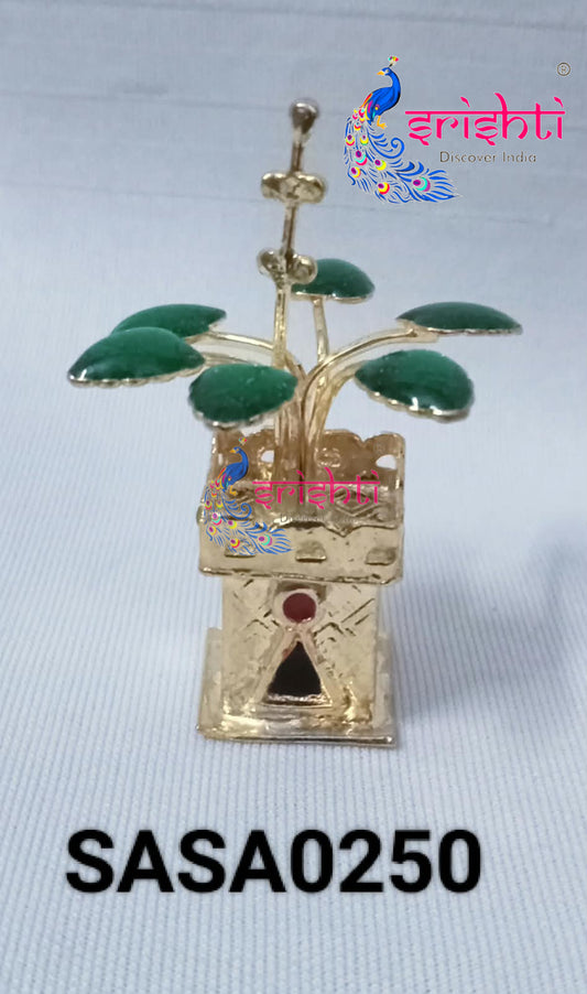 Pure Silver Tulsi Stand Gold Plated-9 Grams