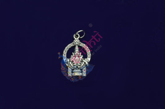 Copper with White Polish Ayyappa Pendant-1 Inches
