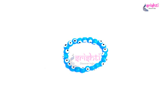 Semi-Processed Beads Blue Color Evil Eye Bracelet-M01