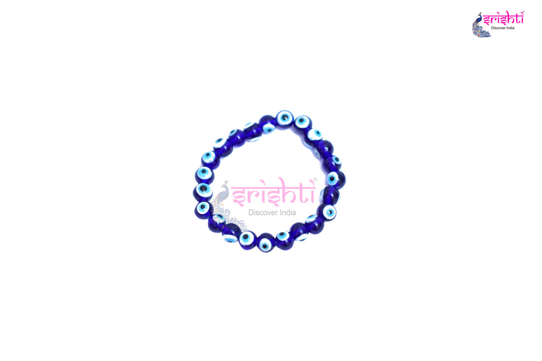 Semi-Processed Beads Evil Eye Blue Color Bracelet-M05