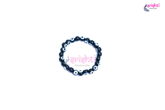 Semi-Processed Beads  Evil Eye Black Color Bracelet-M06