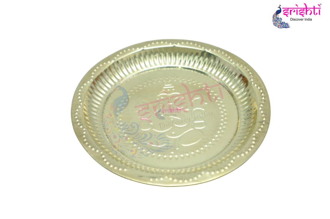 Brass Plate Ganesha Embossed-9 Inches