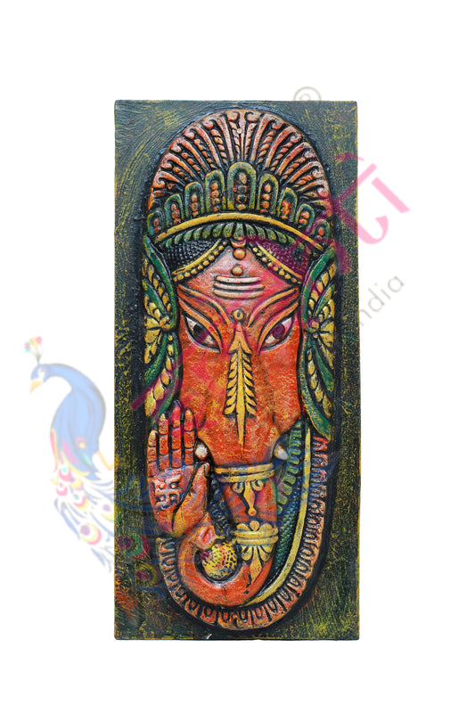 Wooden Ganesha Wall Hanging-16.5 Inches-M02