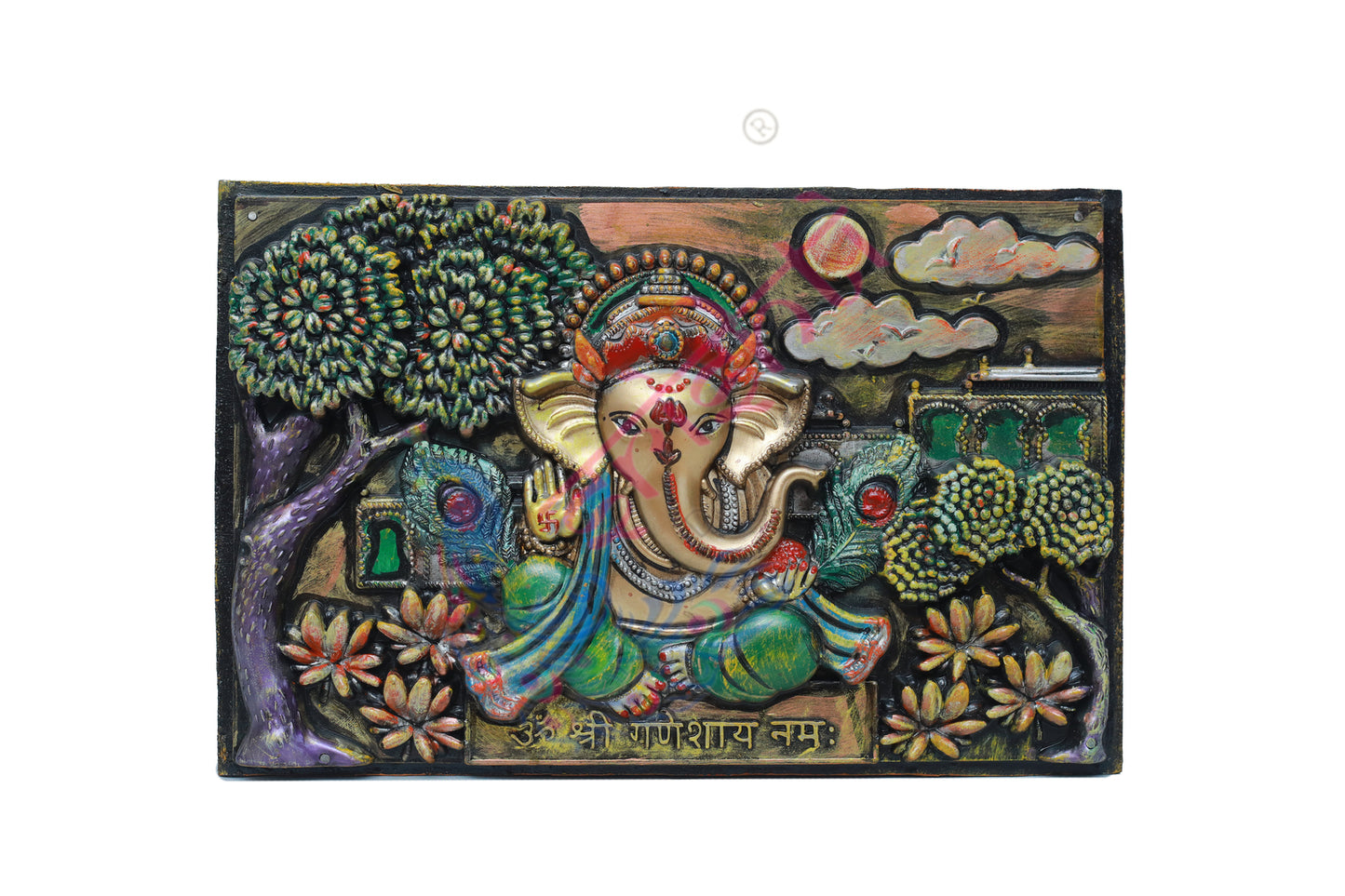 Wooden Ganesha Wall Hanging-10.5 Inches